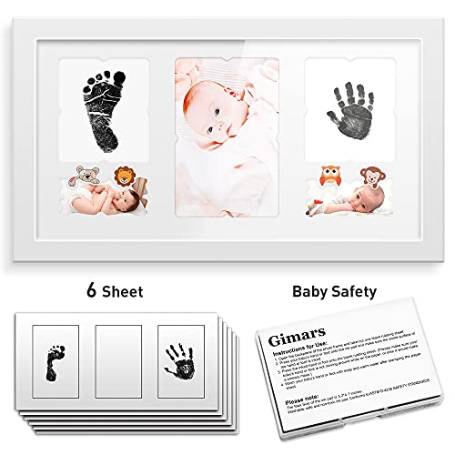 Gimars Baby Safe Large Reusable Ink Pad & Newborn Baby Handprint and Footprint Photo Frame Kit with 6 Thicker Paper Sheets to Save Baby Prints – A Gift for Baby | The Storepaperoomates Retail Market - Fast Affordable Shopping