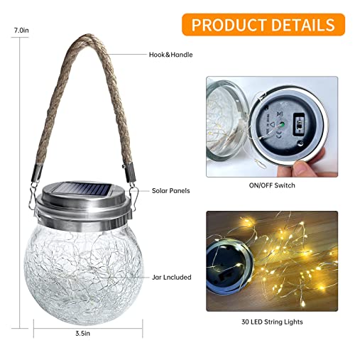 ZQX Outdoor Hanging Solar Lights,2 Pack 30 LED Solar Cracked Glass Ball Lanterns with Handle,Waterproof Solar Decorative Lights for Garden Patio Yard Christmas Wedding Party Decor(Warm White) | The Storepaperoomates Retail Market - Fast Affordable Shopping