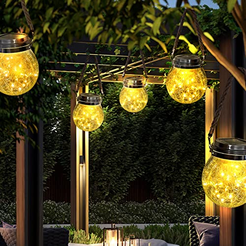 ZQX Outdoor Hanging Solar Lights,2 Pack 30 LED Solar Cracked Glass Ball Lanterns with Handle,Waterproof Solar Decorative Lights for Garden Patio Yard Christmas Wedding Party Decor(Warm White) | The Storepaperoomates Retail Market - Fast Affordable Shopping