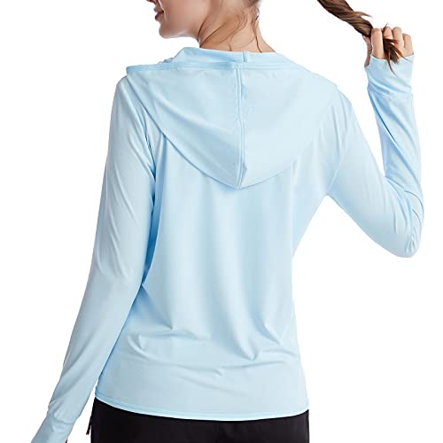 UBFEN Women’s Sun Protection Hoodie Jacket Full Zip UPF 50+ Long Sleeve Sun Shirt Hiking Outdoor Performance with Pockets Blue | The Storepaperoomates Retail Market - Fast Affordable Shopping