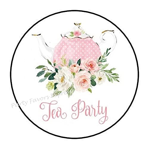 Tea Party Envelope Seals Labels Stickers 1.5″ Round (60)