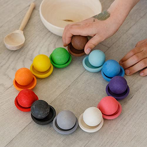 Ulanik Balls on Plates Montessori Toy Wooden Sorter Game 12 Balls 30 mm Age 1+ Color Sorting and Counting Preschool Learning Education | The Storepaperoomates Retail Market - Fast Affordable Shopping