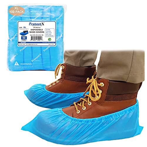 ProtectX Disposable Shoe & Boot Covers, XL Extra Large, 100-pack (50 pairs), Waterproof, Slip Resistant, Durable CPE plastic, Fits up to Men’s 14 US Size and All Women’s US Size Shoes | The Storepaperoomates Retail Market - Fast Affordable Shopping