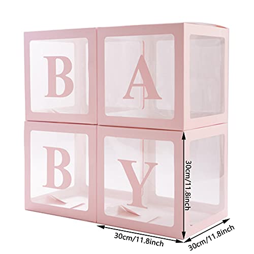 Agyvvt Baby Shower Balloon Box Decorations (4 Pink Boxes) | 4Letters (B A B Y) for BABY Custom NAME or GRAD, Birthday | The Storepaperoomates Retail Market - Fast Affordable Shopping