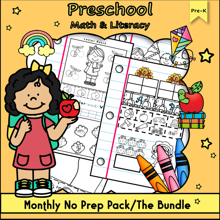 Preschool Monthly NO PREP Packets THE BUNDLE | The Storepaperoomates Retail Market - Fast Affordable Shopping