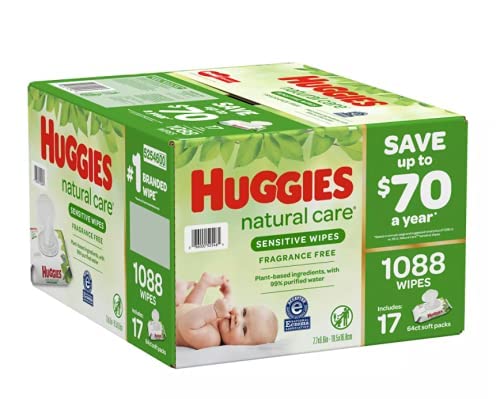 Huggies Sensitive Wipes Fragrance Free, 17 Flip-Top Packs, 64 ct, 1088 Wipes | The Storepaperoomates Retail Market - Fast Affordable Shopping