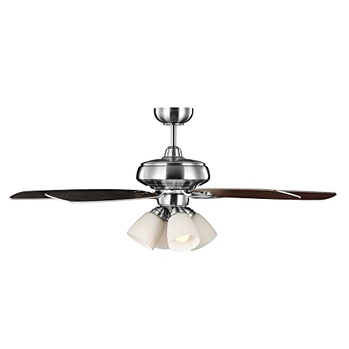 Hollis 52 in. Indoor LED Brushed Nickel Dry Rated Ceiling Fan with 5 Reversible Blades Light Kit and Remote Control | The Storepaperoomates Retail Market - Fast Affordable Shopping