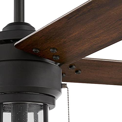 Hampton Bay Cedar Lake 44 in. Indoor/Outdoor LED Matte Black Damp Rated Downrod Ceiling Fan with Light Kit and 4 Reversible Blades (52109) | The Storepaperoomates Retail Market - Fast Affordable Shopping