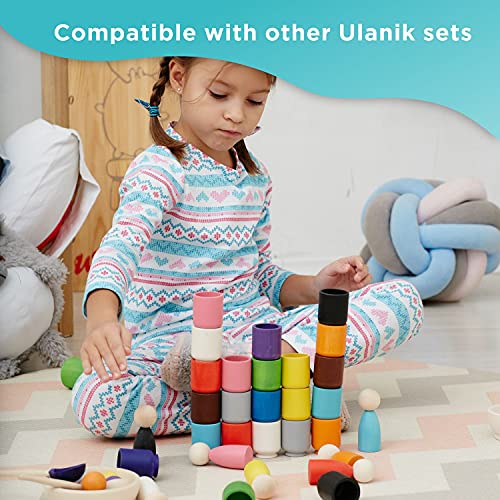 Ulanik Peg Dolls in Cups Montessori Toy Wooden Sorter Game 12 Gnomes 85 mm Age 3+ Color Sorting and Counting Peg Dolls Preschool Learning Education, Multi | The Storepaperoomates Retail Market - Fast Affordable Shopping