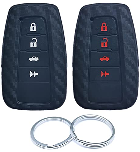RUNZUIE 2Pcs 4 Buttons Carbon Fiber Silicone Smart Remote Keyless Entry Key Fob Cover Compatible with Toyota RAV4 Camry Corolla Prius Avalon C-HR HYQ14FBC | The Storepaperoomates Retail Market - Fast Affordable Shopping