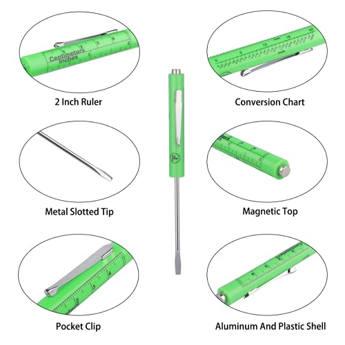 Farias Tools Pocket Screwdriver with Magnet (Pack of 10) – Flathead Magnetic Tip Screwdriver – Pocket Screwdriver – Flat Tip Screwdriver w/Ruler, Conversion Chart Magnetic Tip – 5.3″ (Green) | The Storepaperoomates Retail Market - Fast Affordable Shopping