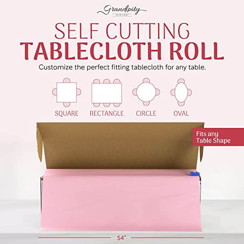 Grandipity Plastic Tablecloth Roll – 54″ x300′ Pink Plastic Table Cloths for Parties Disposable with Cutter Box – Cut to Size Disposable Tablecloth Plastic Table Cover for Rectangle & Round | The Storepaperoomates Retail Market - Fast Affordable Shopping