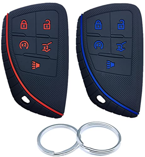RUNZUIE 2Pcs 5 Buttons Silicone Smart Remote Key Fob Cover Compatible with 2022 2021 2020 Chevy Chevrolet Suburban Tahoe Corvette GMC Yukon Black with Red/Blue | The Storepaperoomates Retail Market - Fast Affordable Shopping