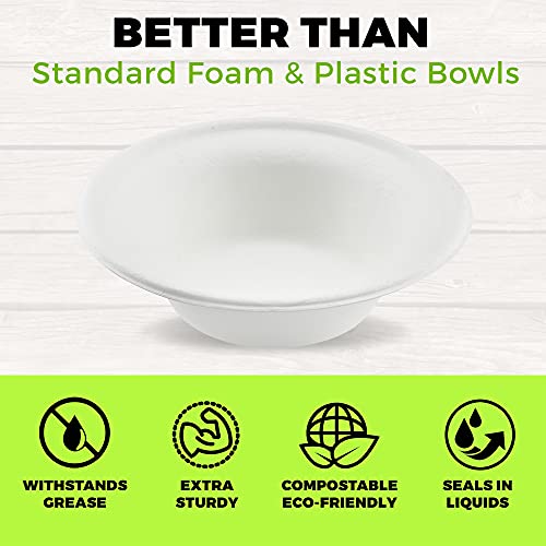 NYHI 12 Ounce Compostable Bowls | Heavy Duty Eco Friendly Disposable Bagasse Bowls Made From Natural Sugarcane Fibers | Versatile Biodegradable Microwavable Paper Bowls | 125 Pack | The Storepaperoomates Retail Market - Fast Affordable Shopping