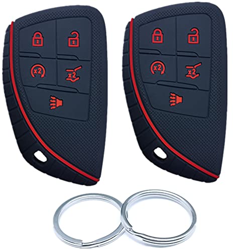 RUNZUIE 2Pcs 5 Buttons Silicone Smart Remote Key Fob Cover Compatible with 2021 2020 Chevy Chevrolet Suburban Tahoe 2020 Chevy Corvette Black with Red | The Storepaperoomates Retail Market - Fast Affordable Shopping