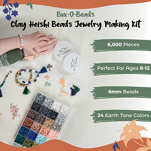Clay Beads Bracelet Making Kit by Box-O-Beads, 6000 pcs Polymer Clay Heishi Beads for Bracelet & Jewelry Making, DIY Bracelet Making Kit for Kids & Teens Ages 8-12, 24 Earth Tone Colors, 6mm Beads | The Storepaperoomates Retail Market - Fast Affordable Shopping