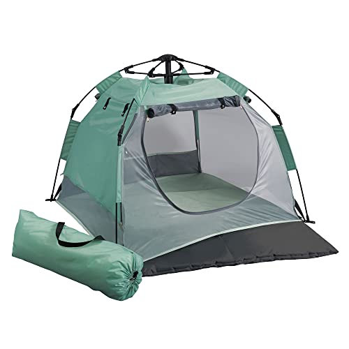 KidCo Peapod Camp Lightweight Pop Up Child Portable Travel Bed Tent Extension with Retractable Sun Shade, Storage Pocket, and Carry Bag, Seafoam