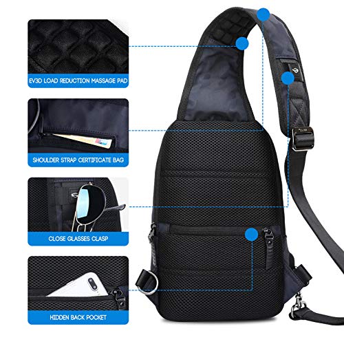 BJIAX Sling Bag for Men, Chest Shoulder Bag Crossbody Bag, Shoulder Bag for Men Women with USB Charging Port,Waterproof and Anti-Theft Travel Chest Bag for, Hiking Cycling（Blue camouflage） | The Storepaperoomates Retail Market - Fast Affordable Shopping