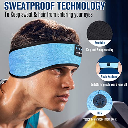 MUSICOZY Bluetooth Headband Sports Sleep Headphones, Wireless Music Sleeping Headphones Sleep Eye Mask Earbuds IPX6 Waterproof for Side Sleepers Workout Running Insomnia Yoga Office | The Storepaperoomates Retail Market - Fast Affordable Shopping