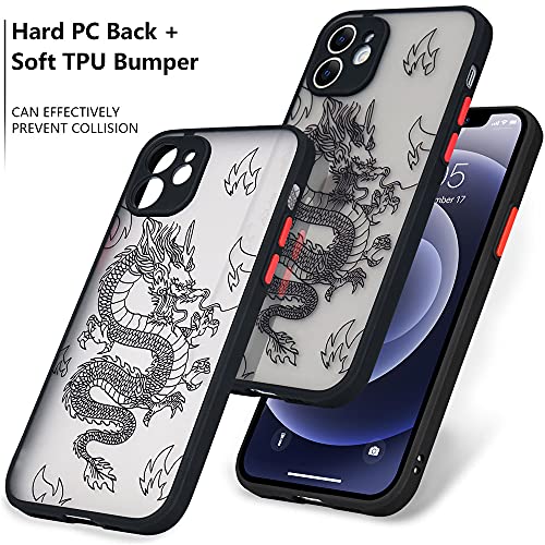 Urarssa Compatible with iPhone 12 Case Fashion Cool Dragon Animal 3D Pattern Design Frosted PC Back Soft TPU Bumper Shockproof Protective Case Cover for iPhone 12 6.1 inch, Black | The Storepaperoomates Retail Market - Fast Affordable Shopping
