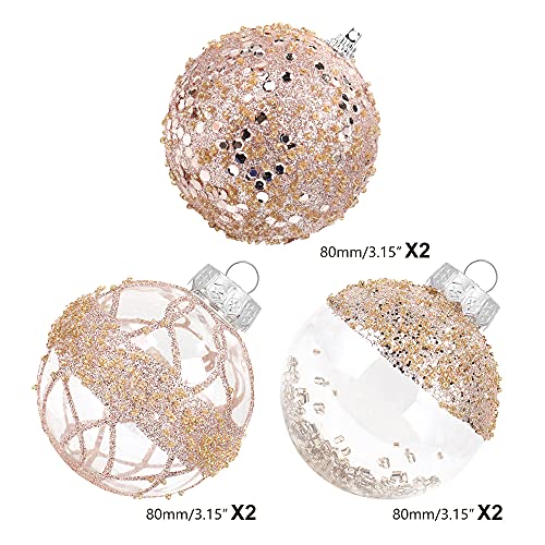 ISULIFE Christmas Ball Ornaments 80mm/3.15″ Shatterproof Clear Large Plastic Christmas Tree Decoration, Delicate Hanging Ornaments for Xmas Party, Wedding, Holiday and Home Décor(6ct,Rosegold) | The Storepaperoomates Retail Market - Fast Affordable Shopping