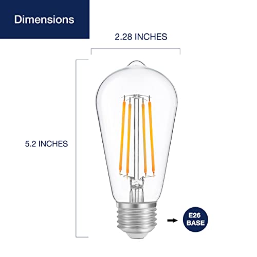 FLSNT LED Edison Bulbs 60W Equivalent, ST19 Vintage LED Filament Light Bulbs, 6W, 2700K Soft White, E26 Base, 4 Pack, Non-Dimmable | The Storepaperoomates Retail Market - Fast Affordable Shopping