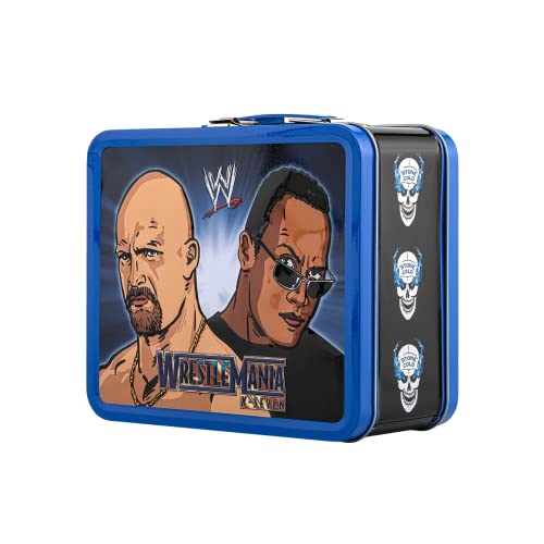 BRAND NEW 2021 WWE The Rock vs Stone Cold Steve Austin Metal Lunch Box WM Excl
