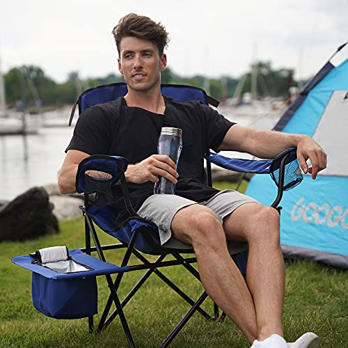GOOGO Camping Chair Folding, Oversized Portable Lightweight Chair with Cooler, Cup Holder, Mesh Back Seat, Supports 300lbs, Collapsible Compact Chair with Carry Bag & Strap for Outdoor, Camp, Hiking | The Storepaperoomates Retail Market - Fast Affordable Shopping