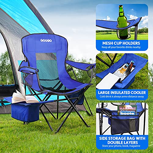 GOOGO Camping Chair Folding, Oversized Portable Lightweight Chair with Cooler, Cup Holder, Mesh Back Seat, Supports 300lbs, Collapsible Compact Chair with Carry Bag & Strap for Outdoor, Camp, Hiking | The Storepaperoomates Retail Market - Fast Affordable Shopping