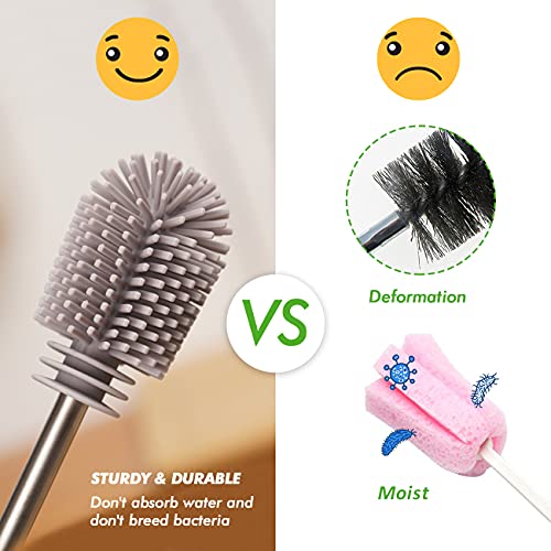 Haakaa Silicone Cleaning Brush Kit, Baby Bottle Brush & Nipple Brush Cleaner & Straw Brush, BPA Free Cleaning Brush with Sturdy Bristles for Nipples/Pumps/Accessories (Grey) | The Storepaperoomates Retail Market - Fast Affordable Shopping