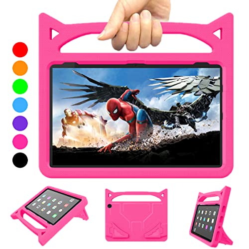 All-New Fire HD 10 & Fire HD 10 Plus Tablet Case for Kids(11th Generation, 2021 Release),Lightweight Shockproof Kid-Proof Cover with Stand Kids Case for Amazon Fire HD 10 Tablet&Kids Pro Tablet,Rose