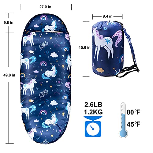 Kids Sleeping Bags for Girls – Unicorn Rainbow Space Navy – Rioyalo YOLO 45 Camping Sleeping Bags for Kids with Carry Bag – Outdoor and Indoor (Unicorn-NV) | The Storepaperoomates Retail Market - Fast Affordable Shopping