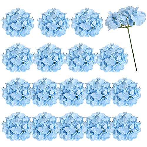 Auihiay 18 Pieces Hydrangea Artificial Flowers Silk Hydrangea Flowers Heads with Stems for Home, Garden, Wedding, Baby Shower, Party Decorations (Blue) | The Storepaperoomates Retail Market - Fast Affordable Shopping