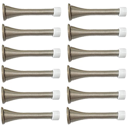 12 Pack Spring Door Stopper 3-1/8″ Flexible Heavy Duty Screw-in Stainless Steel with Rubber Bumper (Satin Nickel) | The Storepaperoomates Retail Market - Fast Affordable Shopping