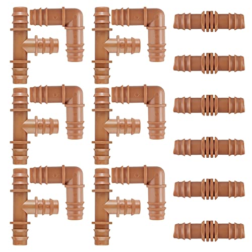 18PCS Irrigation Fittings Kit for 1/2″ Tubing (0.520-0.600″ ID) Drip Line Connectors – 6 Tees 6 Couplings 6 Elbows, Drip Irrigation Fitting Set Drip or Sprinkler Systems | The Storepaperoomates Retail Market - Fast Affordable Shopping