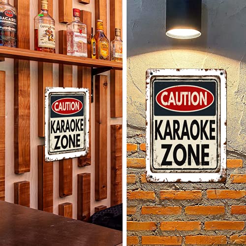 Metal Tin Sign-Caution Karaoke Zone Vintage Rusty Metal Sign on a White Background Vector Illustration-Metal Tin Sign Retro Home Kitchen Office Garden Garage Wall Decor Tin Plaque lz 8×12 Inch | The Storepaperoomates Retail Market - Fast Affordable Shopping