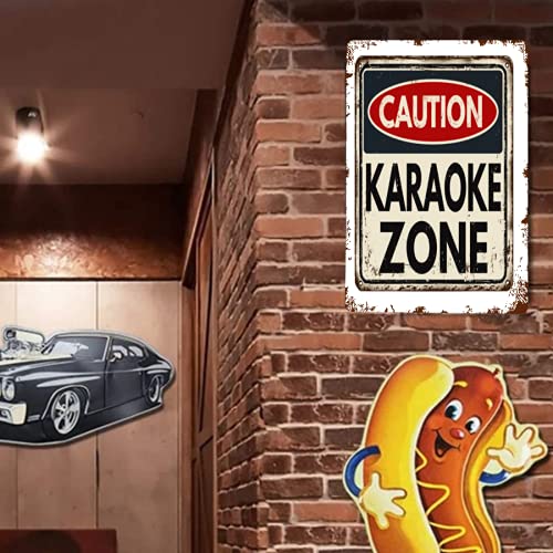 Metal Tin Sign-Caution Karaoke Zone Vintage Rusty Metal Sign on a White Background Vector Illustration-Metal Tin Sign Retro Home Kitchen Office Garden Garage Wall Decor Tin Plaque lz 8×12 Inch | The Storepaperoomates Retail Market - Fast Affordable Shopping