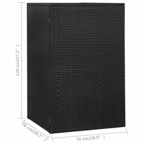 Tidyard Single Wheelie Bin Shed Black Poly Rattan Storage Shed with Lockable Door and Lid for Garden, Backyard, Lawn, Outdoor Furniture 29.9 x 30.7 x 47.2 Inches | The Storepaperoomates Retail Market - Fast Affordable Shopping
