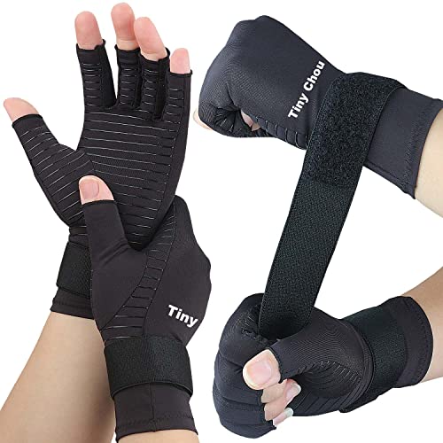 2 Pairs Pack Compression Gloves for Women Men, Copper Arthritis Gloves for Hand Pain Relief, Carpal Tunnel Wrist Support, Rheumatoid, Joint Swelling,Fingerless for Computer Typing(Small/Medium) | The Storepaperoomates Retail Market - Fast Affordable Shopping