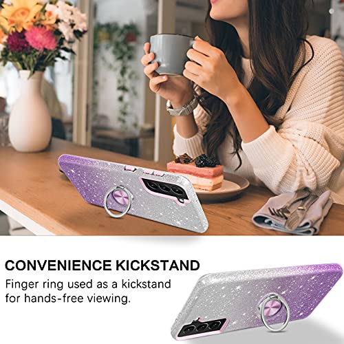 BENTOBEN Samsung Galaxy S21 Plus Case 6.7″, Sparkly Glitter Slim Phone Case with 360° Ring Holder Kickstand Car Mount Supported Dual Layer Protective Cover for Samsung Galaxy S21+ Plus 5G 2021, Purple | The Storepaperoomates Retail Market - Fast Affordable Shopping