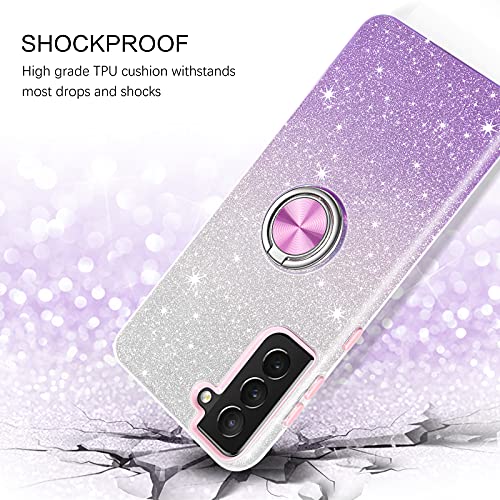 BENTOBEN Samsung Galaxy S21 Plus Case 6.7″, Sparkly Glitter Slim Phone Case with 360° Ring Holder Kickstand Car Mount Supported Dual Layer Protective Cover for Samsung Galaxy S21+ Plus 5G 2021, Purple | The Storepaperoomates Retail Market - Fast Affordable Shopping
