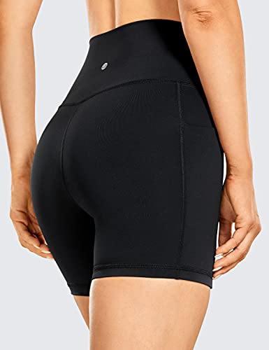 CRZ YOGA Women’s Naked Feeling Biker Shorts – 5 Inches High Waisted Workout Yoga Gym Running Spandex Shorts Side Pockets Black Small | The Storepaperoomates Retail Market - Fast Affordable Shopping