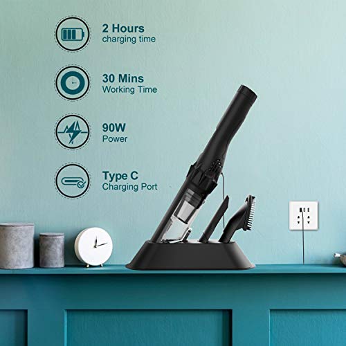 Mini Vacuum Cleaner, Cellay Cordless Handheld Vacuum Cleaner with Stand Holder, 2 Hours Type C Quick Charge, One Touch Dust Empty, Small Hand Held Vac for Car | Home | Office | Kitchen | The Storepaperoomates Retail Market - Fast Affordable Shopping