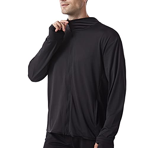 UBFEN Mens Sun Protection Hoodie Jacket Full Zip UPF 50+ Long Sleeve Sun Shirt Hiking Outdoor Workout Outdoor Fishing Running Black | The Storepaperoomates Retail Market - Fast Affordable Shopping