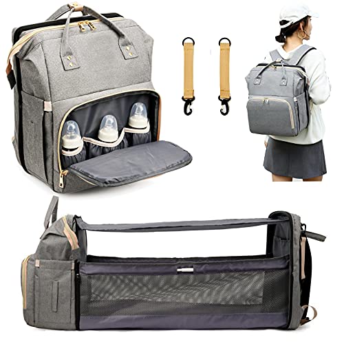 Nbpls Diaper Bag Backpack-4 in 1 with Bassinet Changing Station,Multifunction Waterproof Travel Mommy Backpack,Portable Large-Capacity Baby USB Charging Port(Gray), Grey, Small, DLM-001 | The Storepaperoomates Retail Market - Fast Affordable Shopping
