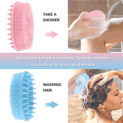 Silicone Body Scrubber – 2 Pack Exfoliating Silicone Shower Brush, Wet & Dry Brushing, Softer & Durable than Loofah, Care for All Skin Types, Gentle Massage and Fine Cleansing – Blue & Pink | The Storepaperoomates Retail Market - Fast Affordable Shopping