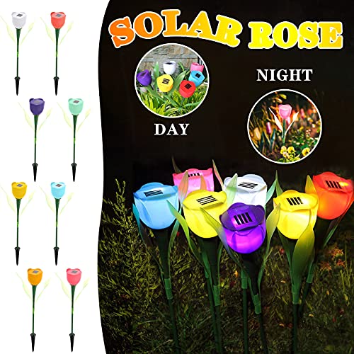 Solar Powered LED Lights Rose Lamp Light Ground Lights Solar Lanterns String Fairy Tale Light String Outdoor Garden Decorations for Patio Deck Yard Garden Home (Yellow) | The Storepaperoomates Retail Market - Fast Affordable Shopping
