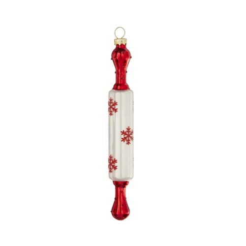Rolling Pin Christmas Ornament, Glass Kitchen Baking Décor with Red Snowflakes, Winter Wonderland Baker’s Holiday Decorations by Christmas Market Ornaments | The Storepaperoomates Retail Market - Fast Affordable Shopping