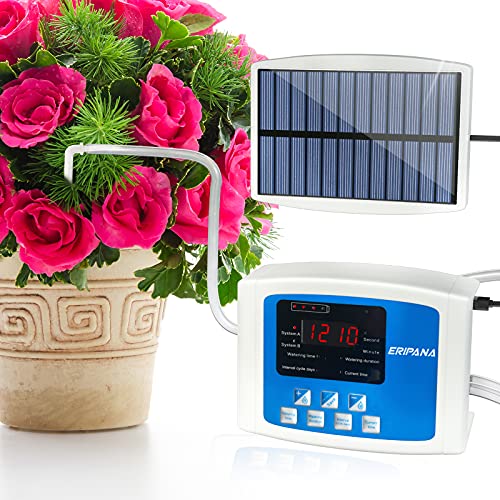 Eripana Automatic Drip Irrigation Kit, Programmable Plant Watering System Devices on Vacation for 15 Potted Plants by Big Power Pump,Self Watering Patio Plant Indoor Houseplants Solar Timer Kit | The Storepaperoomates Retail Market - Fast Affordable Shopping