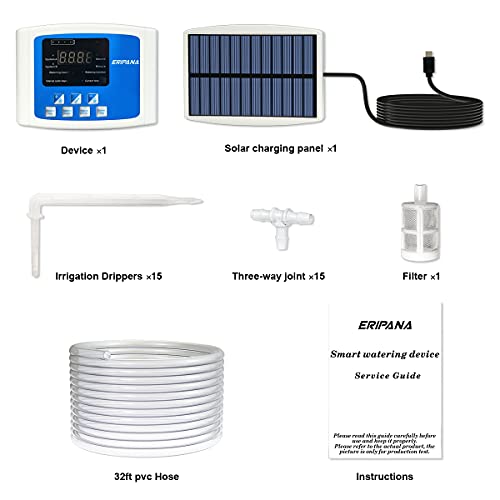 Eripana Automatic Drip Irrigation Kit, Programmable Plant Watering System Devices on Vacation for 15 Potted Plants by Big Power Pump,Self Watering Patio Plant Indoor Houseplants Solar Timer Kit | The Storepaperoomates Retail Market - Fast Affordable Shopping